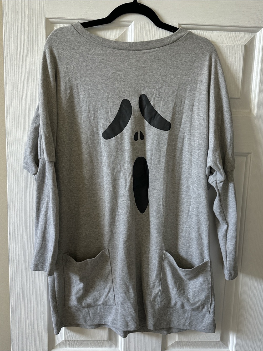 Women’s Grey Graphic Pocket Sweatshirt Dress